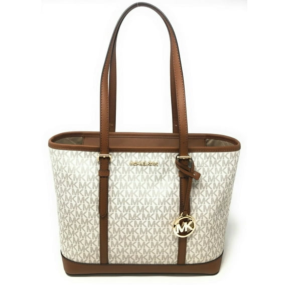 Michael Kors Jet Set Travel Signature Small Top Zip Shoulder Tote - Vanilla 35S0