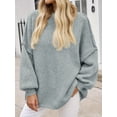 thumbnail image 3 of Autumn Winter Women's Long Sleeved Elegant High Neck Round Neck Bat Oversized Sweater Autumn Ribbed Knit Casual Jacket Tops, 3 of 6