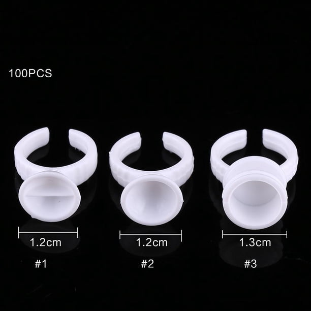 Soporte para pegamento de pesta?as, paquete de 100 anillos de tinta para tatuaje, taza de soporte de pegamento de pigmento microblading para extensión de pesta?as(3#) Ecomeon no
