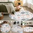 thumbnail image 6 of Orange Grey Coastal 3ft Round Rug, Summer Beach Coral Shell Ocean Non-Skid Rubber Backing Large Area Rugs - Living Room Bedroom Home Office, Indoor Floor Mat Carpets Washable Rug, 6 of 9