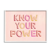 Stupell Industries Know Your Power Pink Inspirational Inspirational Painting White Framed Art Print Wall Art