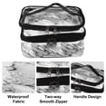 thumbnail image 3 of Unique Bargains 1 Pcs Double Layer Makeup Bag Cosmetic Travel Bag Make Up Organizer Bag for Women Marble Pattern White, 3 of 6