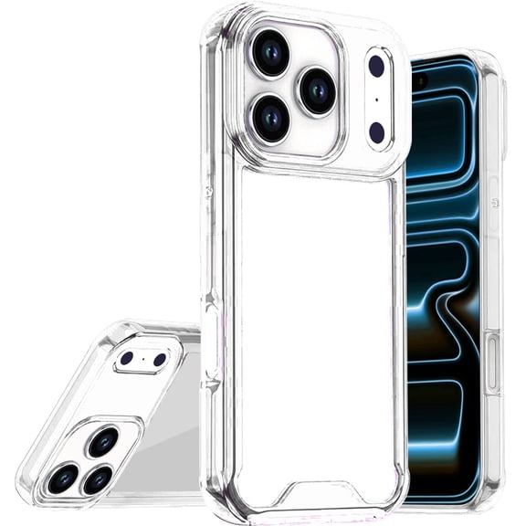 For Apple iPhone 18 Pro Max Colored Shockproof Transparent Hard PC TPU Hybrid Case Cover - Clear/Clear