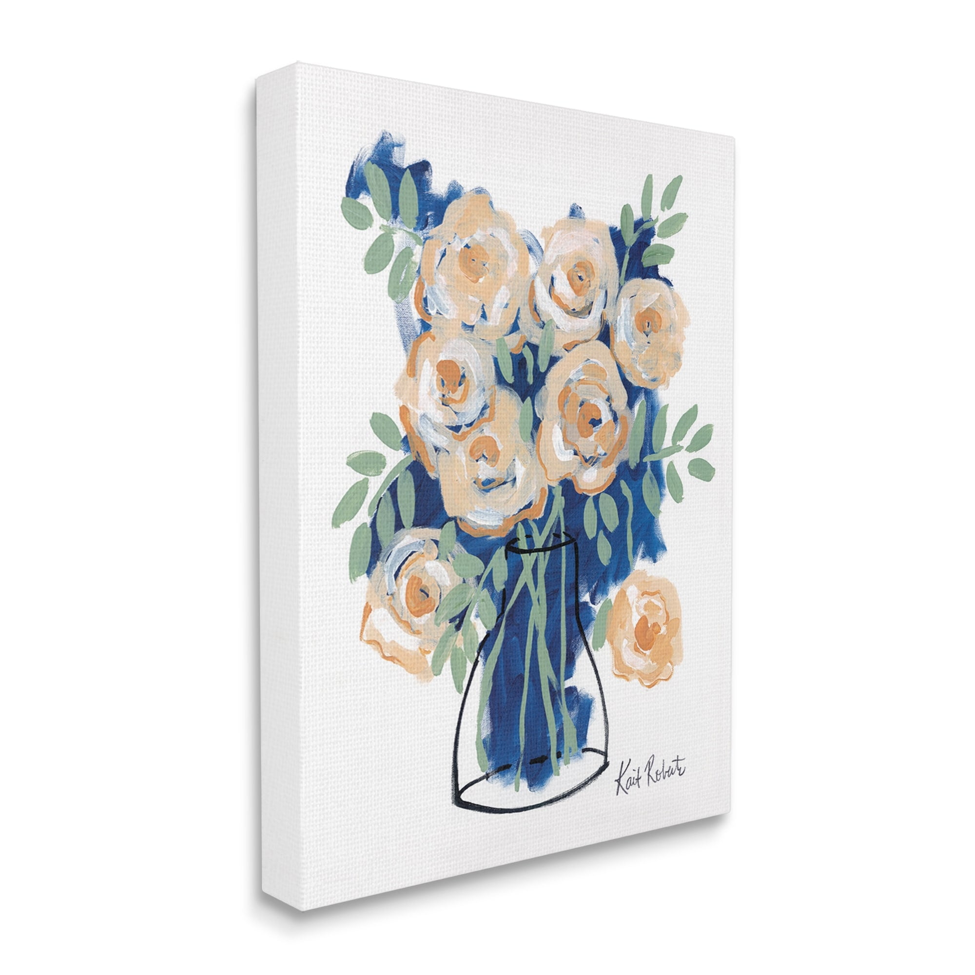 Stupell Industries Abstract Flower Swirls Pink Roses Line Art Vase,30 x 40, Design by Kait Roberts