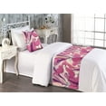 thumbnail image 2 of Modern Lily Bed Runner Set, Pastel Colors Delicate Floral Boho Pattern with Abstract Look Leaves, Decorative Bedding Scarf & a Pillow Sham for Hotels Homes, Twin, Hot Pink Plum Magenta, by Ambesonne, 2 of 3