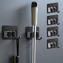 LAMIRO Mop and Broom Holder Wall Mount Self Adhesive,Broom Organizer Wall Mount,Punch Free Broom Hanger,Heavy Duty Stainless Steel Broom Rack,Utility Tool Wall Hooks Grippers for Bathroom,Closet