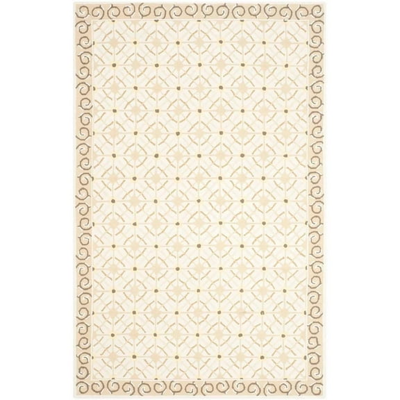 SAFAVIEH Newport Averill Geometric Borders Cotton Area Rug, Taupe/Beige, 5'6" x 8'6"