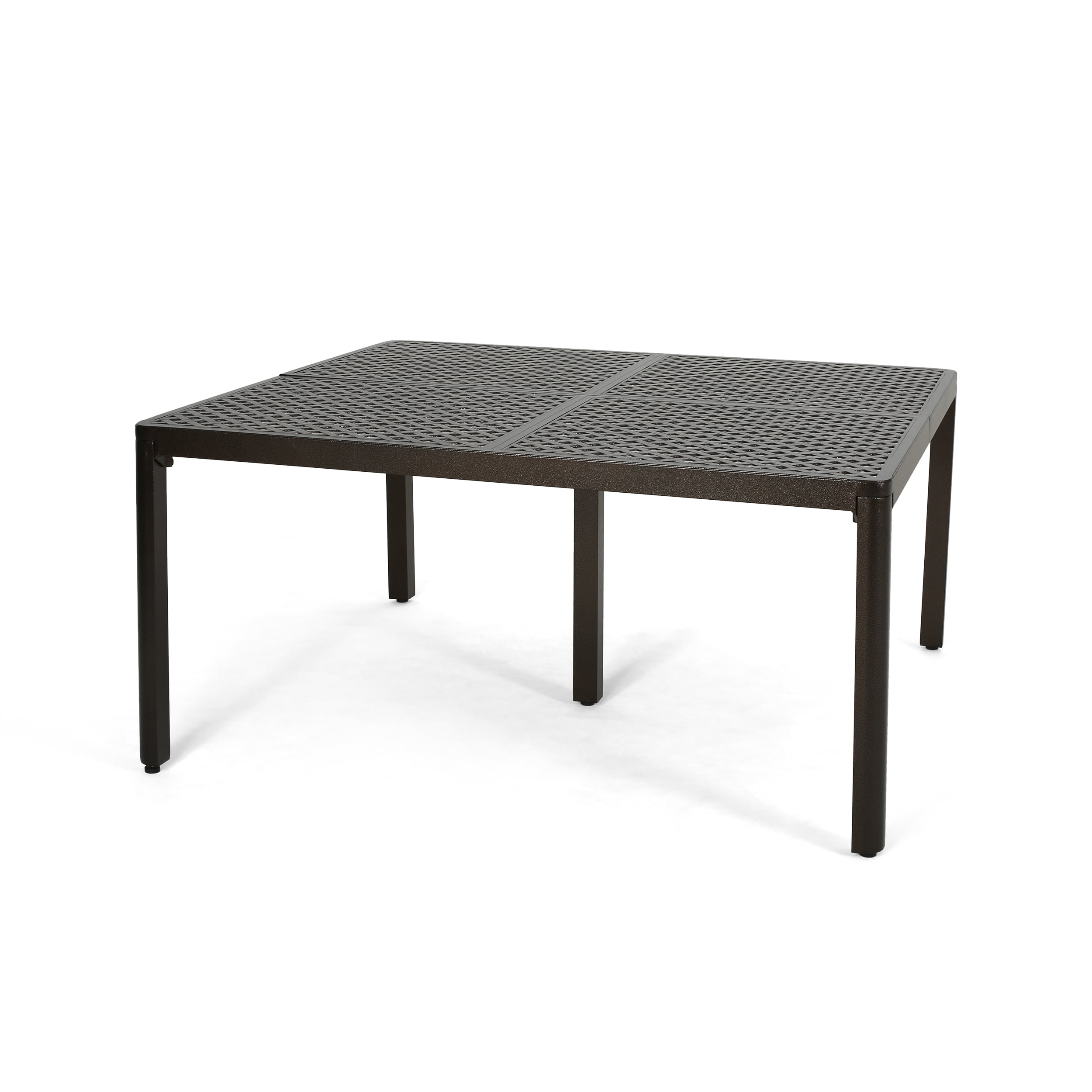 Burton Modern Aluminum Dining Table with Woven Accents, Gloss Black