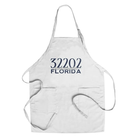 Jacksonville, Florida - 32202 Zip Code (Blue) - Lantern Press Artwork (Cotton/Polyester Chef's