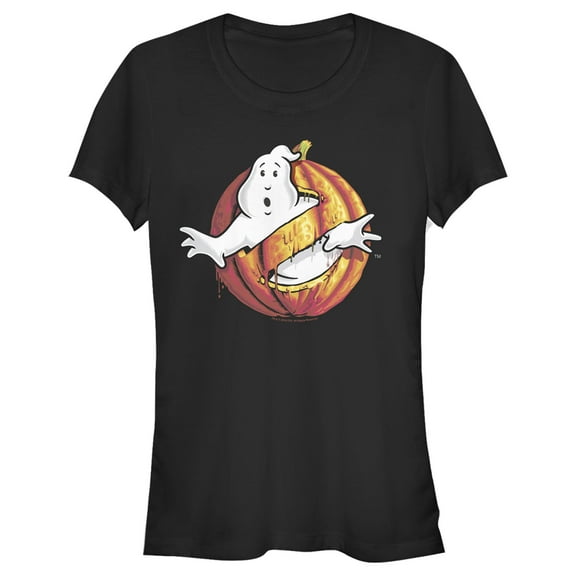 Junior's Ghostbusters Halloween Pumpkin Logo  Graphic Tee Black X Large
