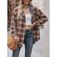 thumbnail image 2 of GXFC Womens Flannel Plaid Long Shirt Jacket Long Sleeve Hood Button Down Shacket Coat Fall Vintage Oversized Outwear for Women, 2 of 8