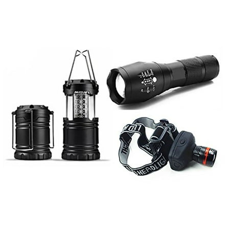 Army Gear Ultimate Tactical LED Bundle with Flashlight, Lantern and Headlamp,