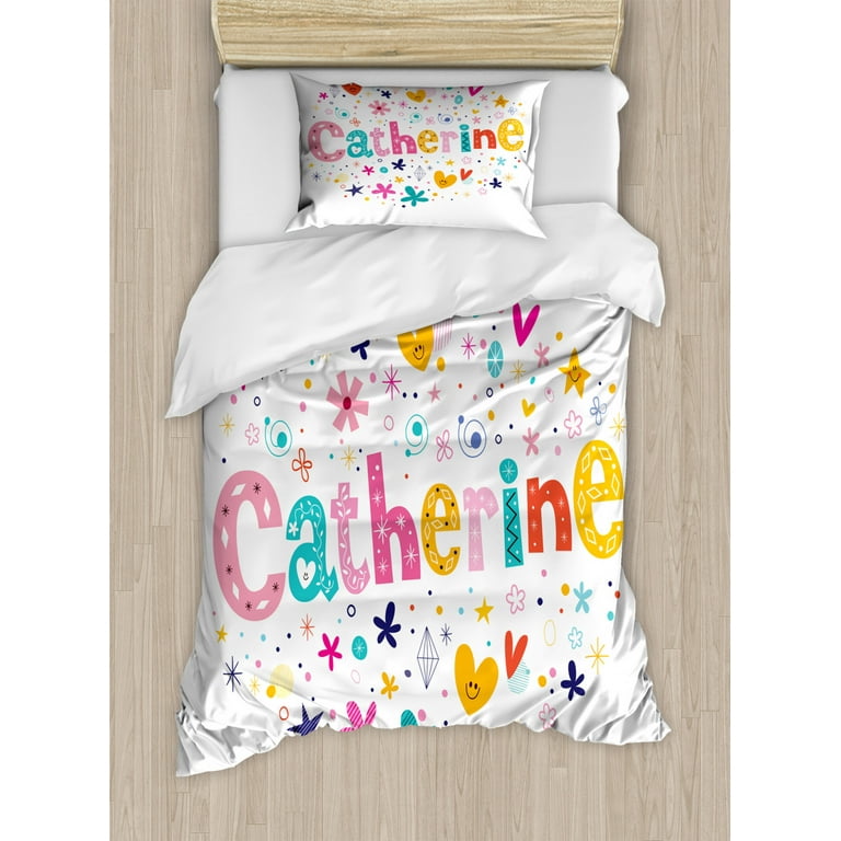Catherine Twin Size Duvet Cover Set, Colorful Alphabet Design - Main Image