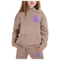 thumbnail image 4 of XEGLSBU Toddler Girl Outfits 4T Pack Winter Girls Outfits Tracksuit with Stylish Print Hoodie and Joggers Warm Kids Girls Fall Outfits Size 8-9 Khaki Size 12-13 Years, 4 of 4