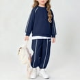 thumbnail image 2 of Piuwrlz Kids Sweatsuits Sets 2pcs Girls Jogger Set Pocket Plush Round Neck Sweats and Sweatpants Navy Size 15 Years, 2 of 10