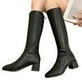 thumbnail image 3 of Shadoumai Boots for Women, Knee High Boots, Mid Block Heel Zipper Boots Ladies Party Dance Shoes, 3 of 5