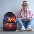 thumbnail image 2 of Aplkyhs School Backpack for Boys Girls Ages 6-18 Large Capacity Ergonomic Padded Shoulder Straps Back to School Gift for Elementary Middle High School Students Ice Fire Wolf, 2 of 7