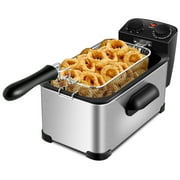 Costway Electric Deep Fryer 3.2 QT/12-Cup Stainless Steel 1700W with Frying Basket Silver