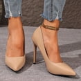 thumbnail image 2 of Women's High Heels Closed Pointed Toe Stilettos Wedding Shoes Lightweight Party Prom Elegant Dress Pumps Beige Size 7.5, 2 of 5