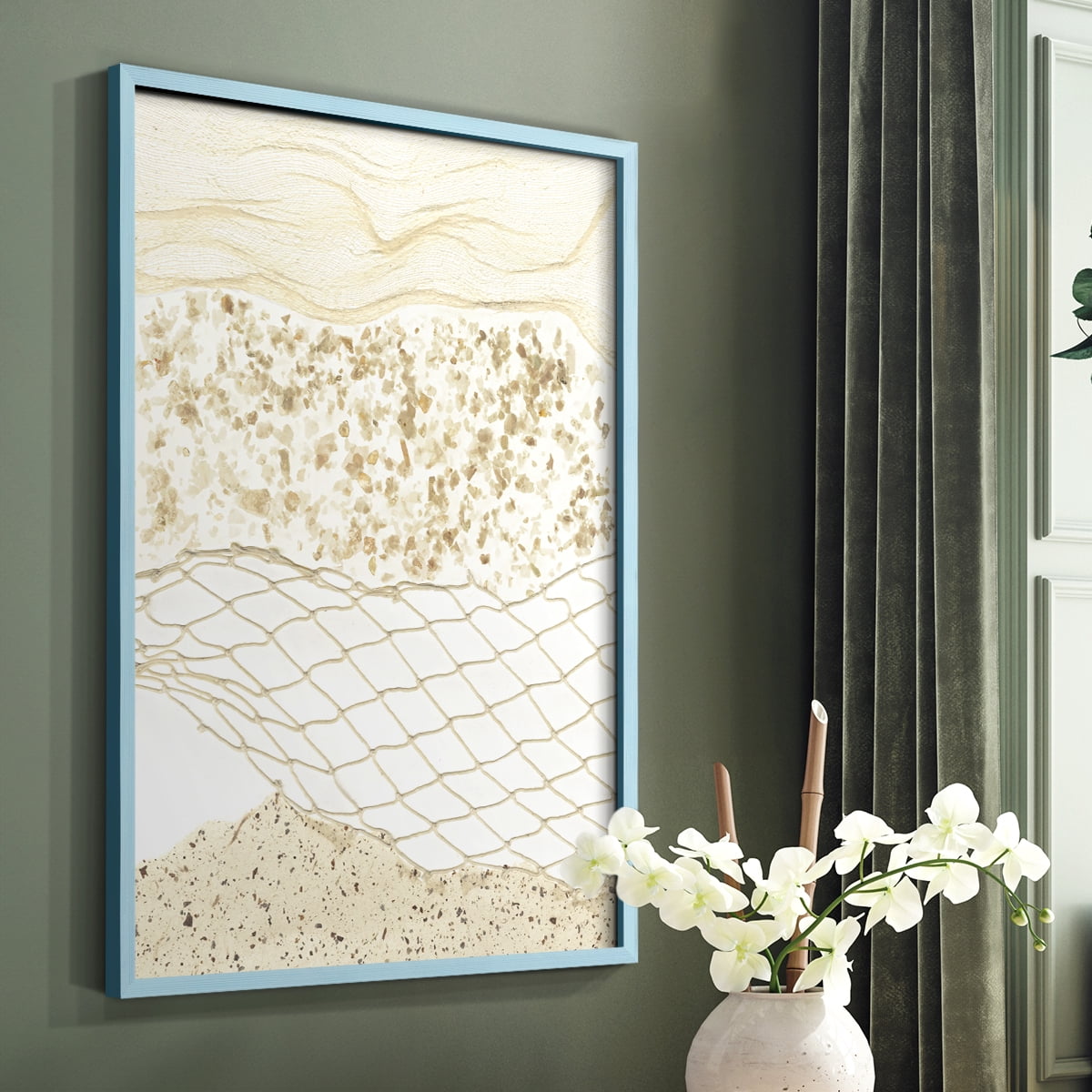 Coast Away I Framed Print in Blue Solid Wood Framed Print No Nail Hanging