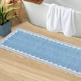 thumbnail image 3 of Scalloped Runner Rug 2'x6' for Hallway & Bathroom - Non Slip, Machine Washable Soft Carpet - Kitchen, Bedroom, Nursery Floor Mat (Blue), 3 of 7