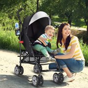 Travel Foldable Design with Oxford Canopy/ 5-Point Harness/Cup Holder/Storage Basket, Black,Lightweight Stroller, Aluminum Baby Umbrella Convenience Stroller