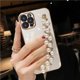 thumbnail image 4 of Funda blanda con cadena y pulsera de perlas chapadas de lujo para iPhone 15, 13, 14, 12 Pro Max, 11, XS, X, XR, 7, 8 Plus, mini SE, funda de silicona con purpurina, 4 of 4