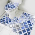 thumbnail image 3 of Blue Morocco Bath Mat 3 Piece Bathroom Rug Set, Vintage Graffiti Paint Art Boho Dappled Non Slip Bath Rug Contour Mat and Toilet Lid Cover, Absorbent Shower Mats Soft Bath Rugs and Mats Sets, 3 of 8