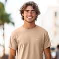 thumbnail image 3 of Dalix Lil Smile Embroidered Cotton Tee Lightweight Jersey Mens in Sand M Medium, 3 of 5