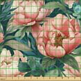 thumbnail image 2 of Ambesonne Floral Fabric by the Yard Upholstery, Peonies Colorful Botanical, 5 Yards, Pale Salmon Olive Green, 2 of 5