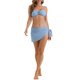 thumbnail image 2 of INSPIRAR CHIC Conjuntos de Bikini de Mujer con Anillo O de Canalé de 3 Piezas, Parte Inferior de Tanga de Triángulo con Hebilla en la Espalda, Trajes de Baño Grande Azul, 2 of 5