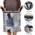 thumbnail image 3 of 50L Extra Large Popup Hamper Collapsible Laundry Basket With Zippered Lid 15.7x18.5in A Cat in The Glass and Flowers, 3 of 7