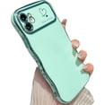 thumbnail image 2 of for iPhone 11 Case,Curly Wavy Grip Design Plated Love Heart Luxury Phone Case, Full Camera Lens Protection Fun Cute Side Small Pattern Electroplate Slim Soft Wave Case for iPhone 11,Mint Green, 2 of 17