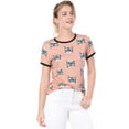 thumbnail image 3 of INSPIRE CHIC Women's Short Sleeve Contrast Cartoon Cat Pet Print Tee Ringer T-shirt Tops, 3 of 6