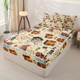 thumbnail image 2 of Castle Fairy Cute Pirate Skeleton Zipper Twin Comforter Sets with Fitted Sheet and 2 Pillowcases,Treasure Chest Sailor Parrot Pattern Zipper Bedding Set,Cream Blue,4-Piece,Reversible, 2 of 6