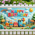 thumbnail image 7 of Colorful Train Happy Birthday Banner for Kids Outdoor Party Celebration, 7 of 7