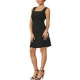 thumbnail image 4 of INSPIRE CHIC Women's 50s Mini Dress Sleeveless Square Neck A-Line Cocktail Party Short Dresses S Black, 4 of 5