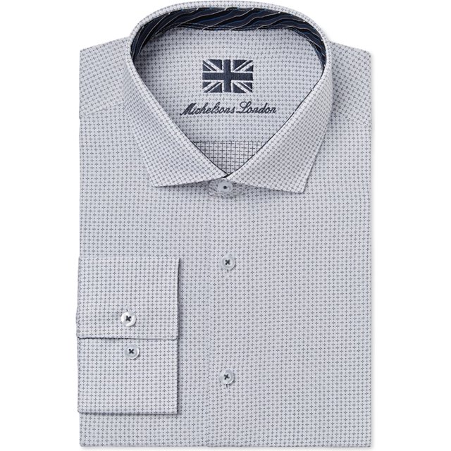 Michelsons London Camisa abotonada de algodón para hombre, blanca, pequeña Michelsons London Botones al frente