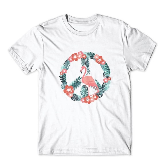 Mighty Circus Flamingo Peace T-Shirt 100% Cotton Premium Tee NEW - White, Extra Large