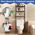 thumbnail image 6 of Over The Toilet Storage Rack 3 Tier Carbon Steel Bathroom Organizer Freestanding Space Saving Shelf with Toilet Paper Holder and 4 Hooks 64 Inch Tall Black, 6 of 10