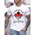 thumbnail image 1 of Camiseta informal de verano para hombre, cuello redondo, ligeramente elástica, corte regular, diseño de bandera canadiense estampada, manga corta a la moda para adultos, camisetas informales., 1 of 8