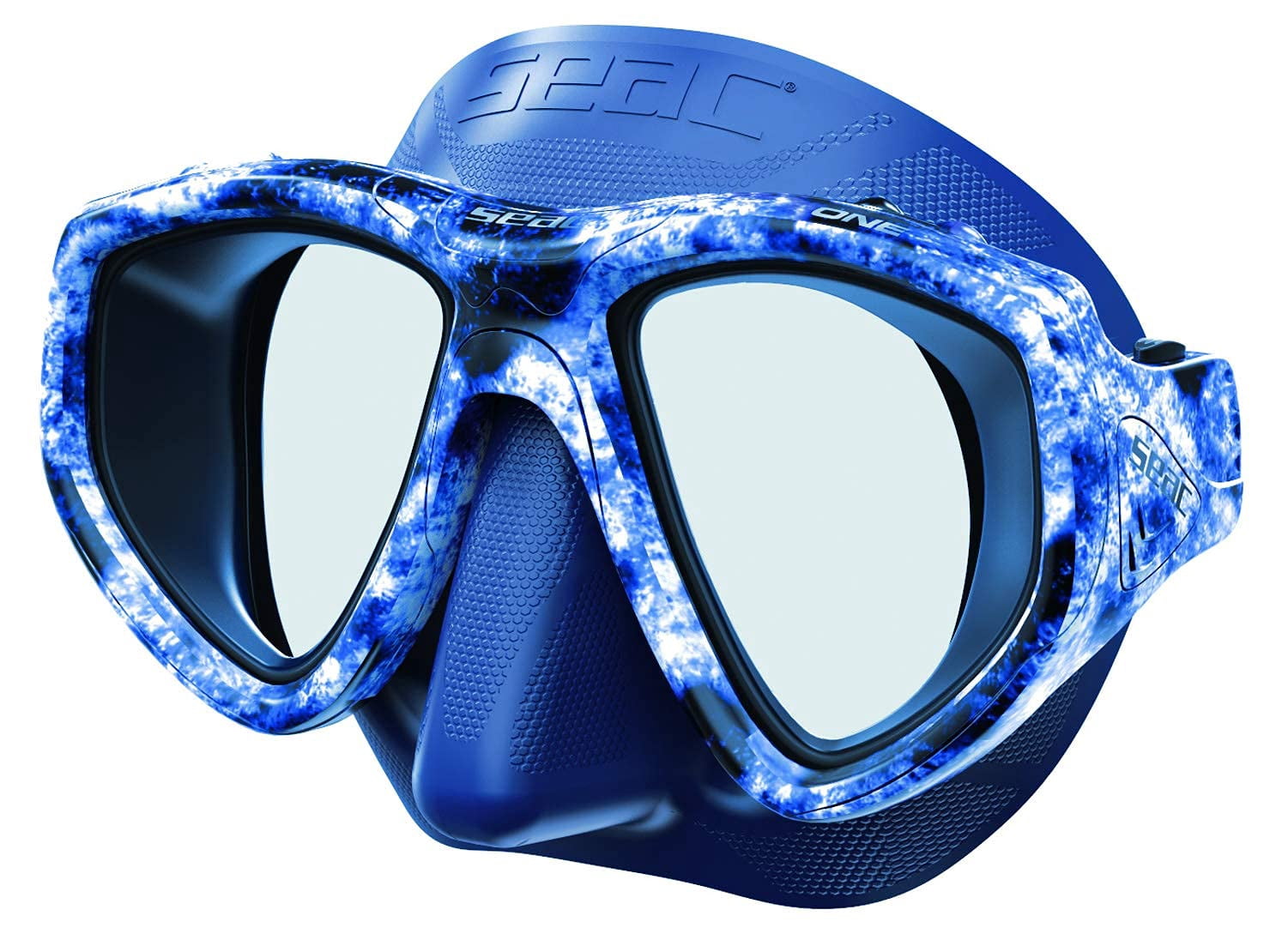 SEAC Motus Tris Freediving and Spearfishing Set - Motus Long Fins, One Diving Mask Jet Snorkel, Shoulder Bag Included (camo blue, 4.5-5.5)
