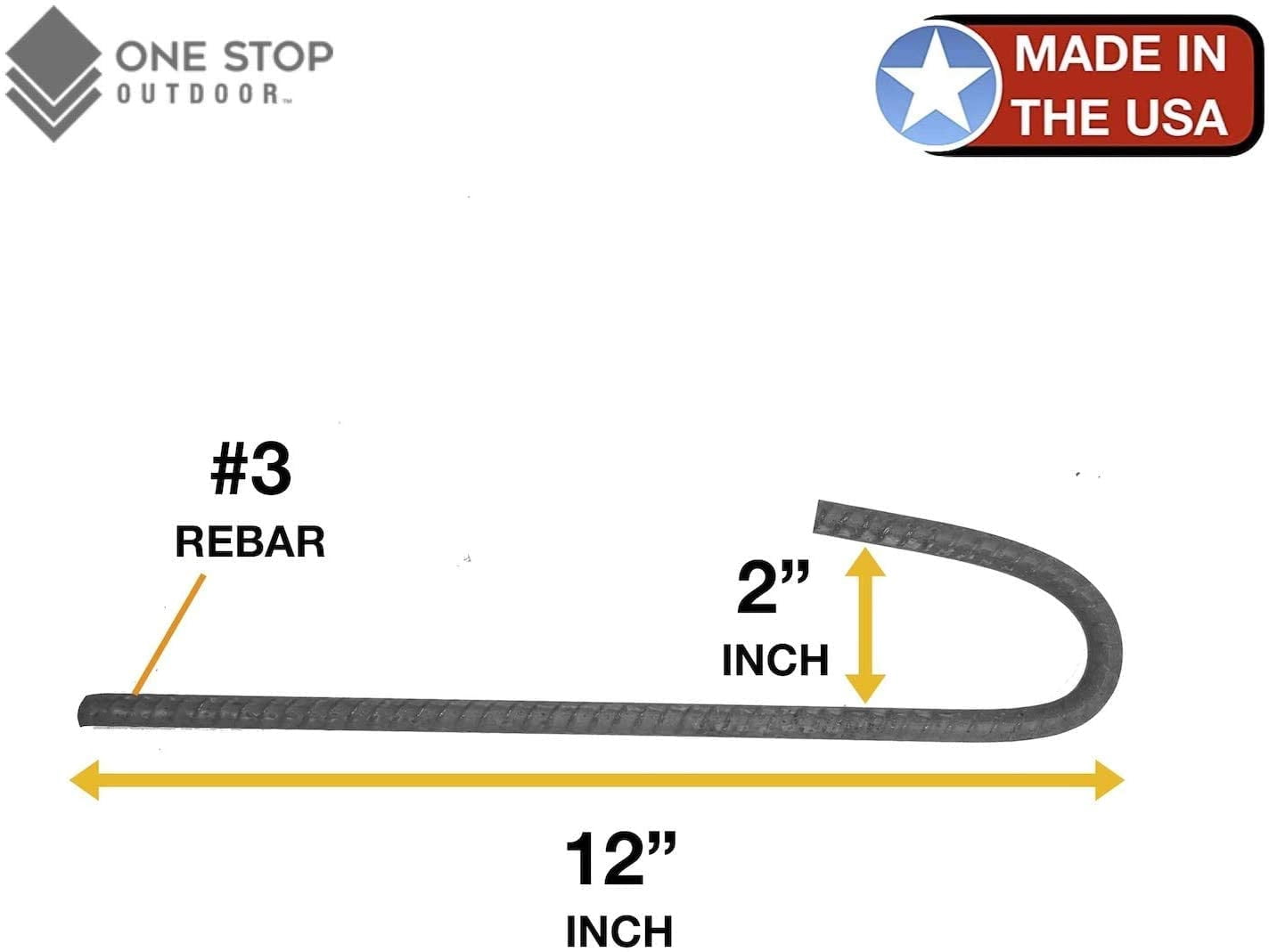 USA MADE - Rebar Stakes J Hook Heavy Duty Steel Ground Anchors 12 inch #3 (10)