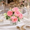 thumbnail image 5 of Artificial Persian Rose Bouquet with 5 Large Blooms and 4 Buds, 12.6 Inches, Pink, for Home Decor and Wedding Decoration, 5 of 5