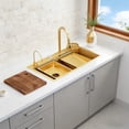 thumbnail image 6 of 33 X 22 Inch Gold Drop-In Kitchen Sink Kit: Single Bowl Top-Mount with Multifunctional Flying Rain Pull-Down Sprayer Faucet, 6 of 8
