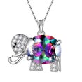 thumbnail image 1 of Juwaliy Collar de Elefante Cristal Arcoíris Topacio Místico Encanto Plata de Ley 925 Dije Joyería Mujeres Hija Esposa Madre Navidad Regalos de Cumpleaños, 1 of 6