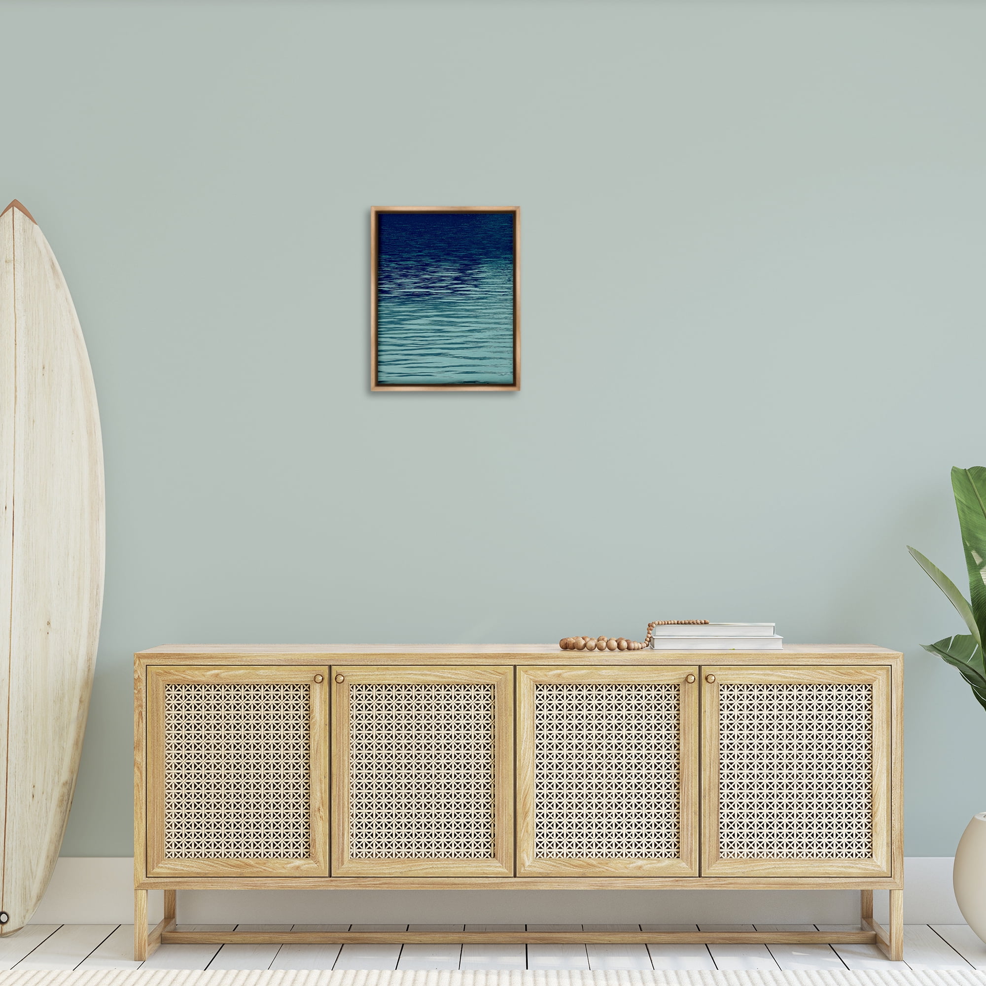 Stupell Industries Ocean Ripples Gradient Landscape & Nature Painting Brown Floater Framed Canvas Art Print Wall Art, 17 x 21