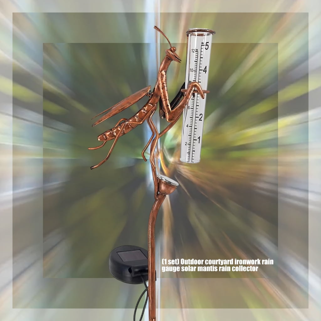Solar Energy Shape Rain Measure Gauge for Outdoor Grounds Featuring strong Iron Plastic Construction and LED Light Feature Easy Installation