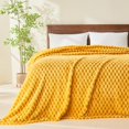 thumbnail image 2 of Biwat Super Soft King Blanket Mustard Yellow Premium Silky Flannel Fleece 3D Clouds Stylish Jacquard Lightweight Bed Blanket All Season Use 350GSM (Mustard Yellow Clouds, King(90"x110")), 2 of 4