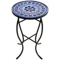 thumbnail image 5 of Teal Island Designs Modern Black Round Outdoor Accent Side Tables 14" Wide Set of 2 Light Blue Mosaic Tabletop Front Porch Patio Home House, 5 of 8
